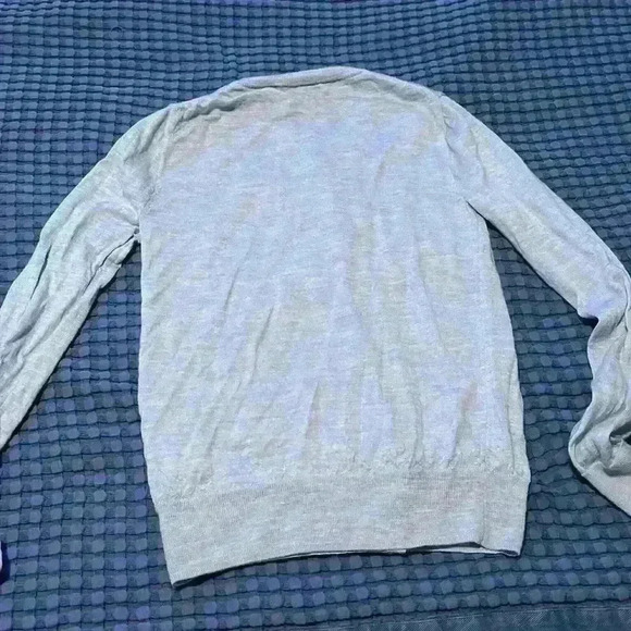 Jcrew heather blue merino wool cardigan gold buttons - Picture 4 of 4